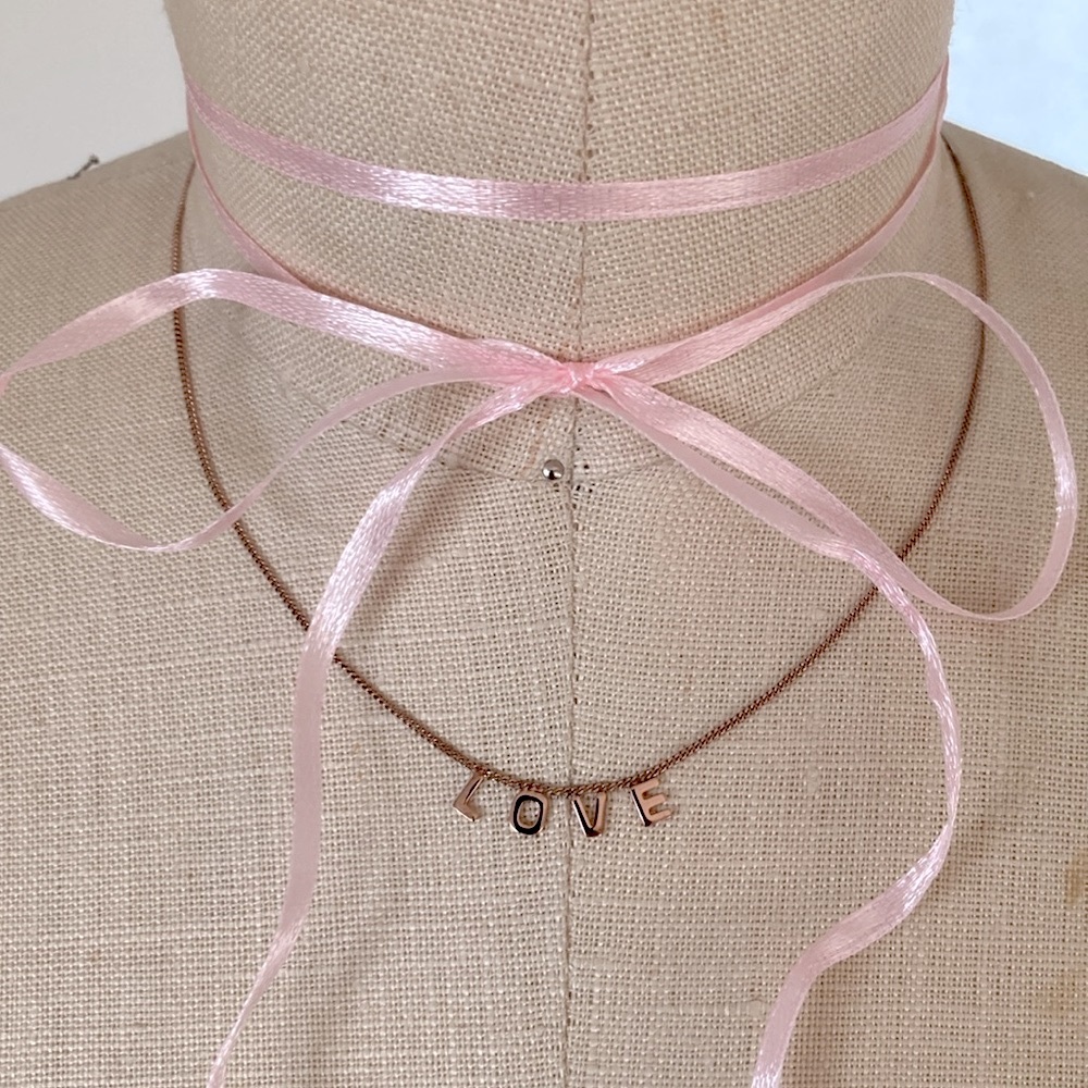 Rose gold plated sterling silver LOVE necklace